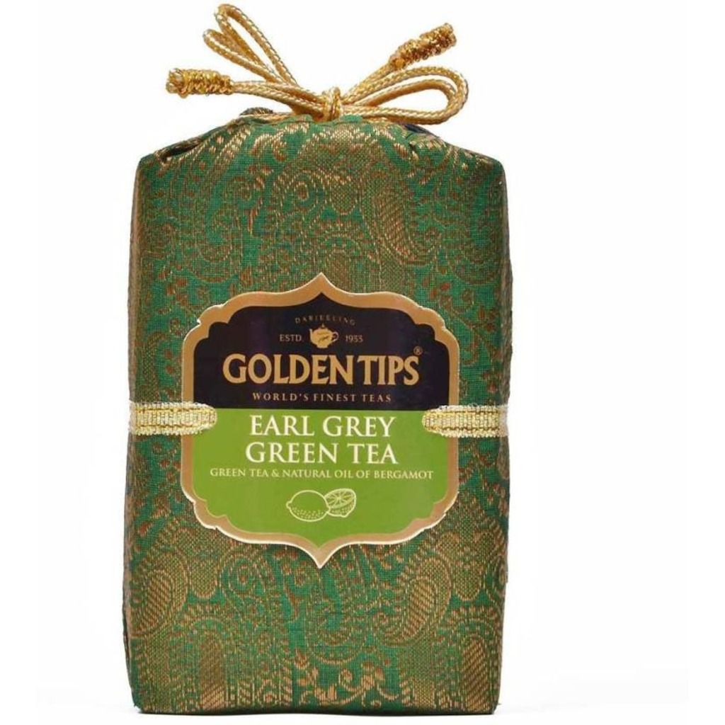 Golden Tips Earl Grey Green Tea Royal Brocade Cloth Bag