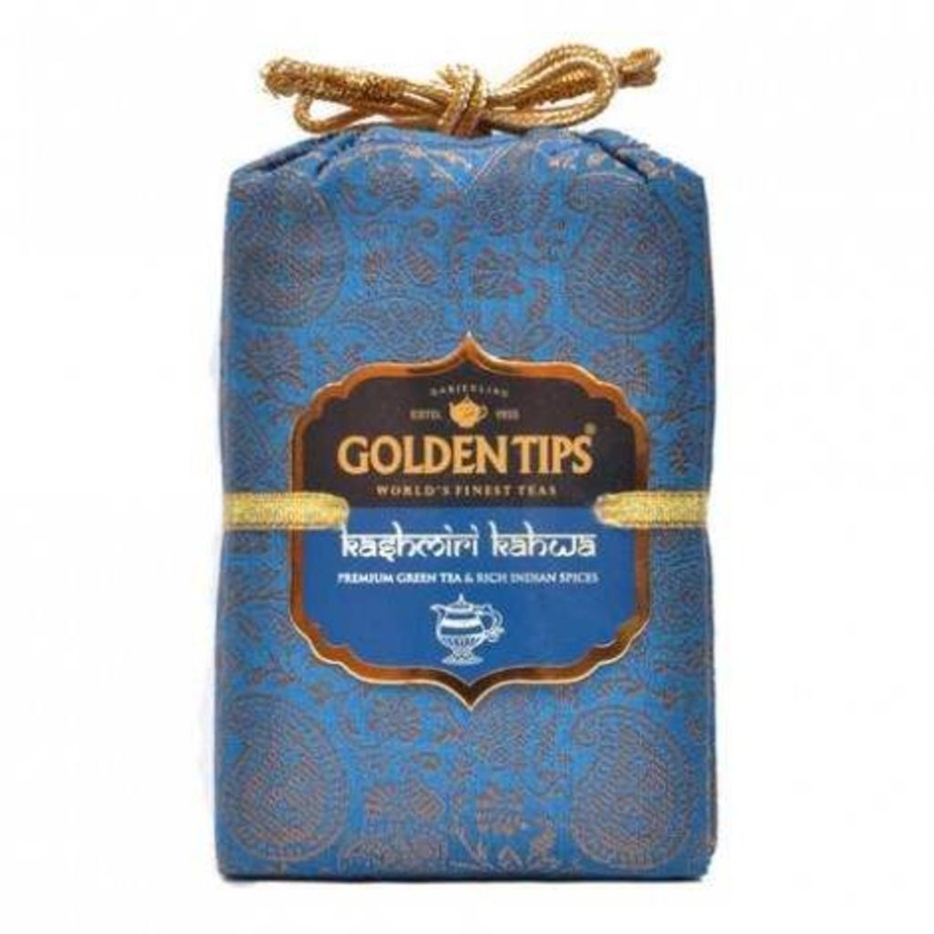 Golden Tips Kashmiri Kahwa Green Tea Brocade Bag
