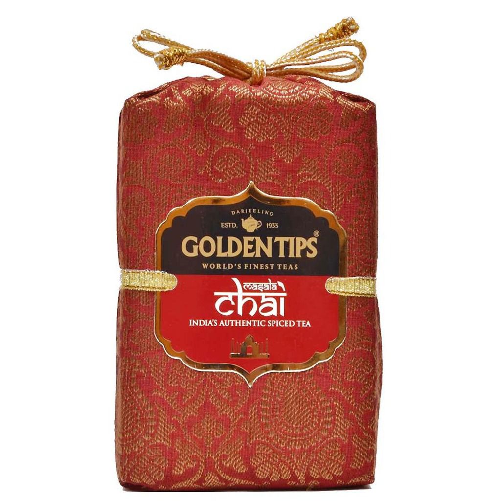 Golden Tips Masala Chai Royal Brocade Cloth Bag