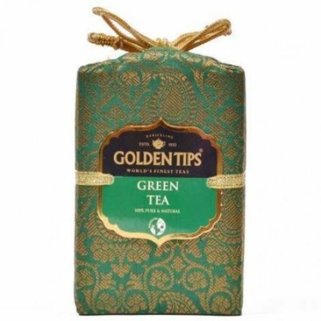 Golden Tips Pure Green Tea Brocade Bag