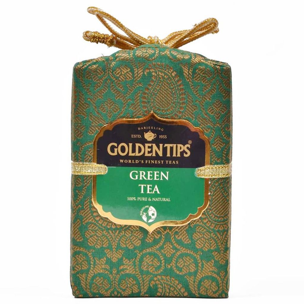 Golden Tips Pure Green Tea Royal Brocade Cloth Bag