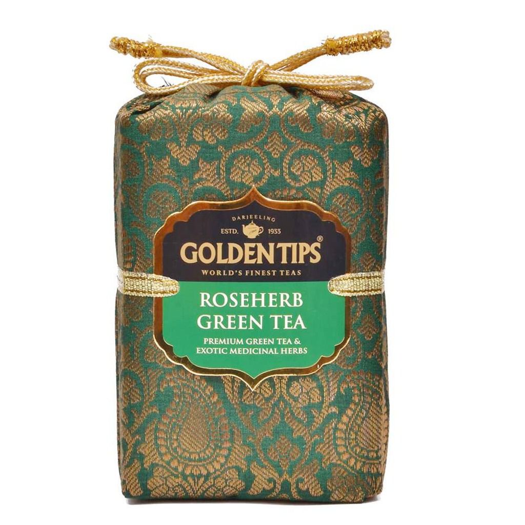 Golden Tips Pure Green Tea Royal Brocade Cloth Bag