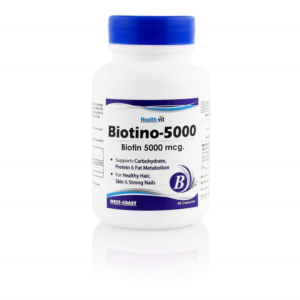 HealthVit Biotin 5000mcg 60 Capsules For Hair, Skin & Nails