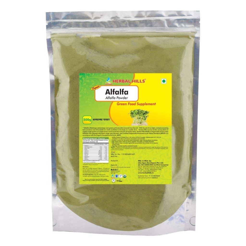 Herbal Hills Organic Alfalfa Tablets - Green Food Supplement
