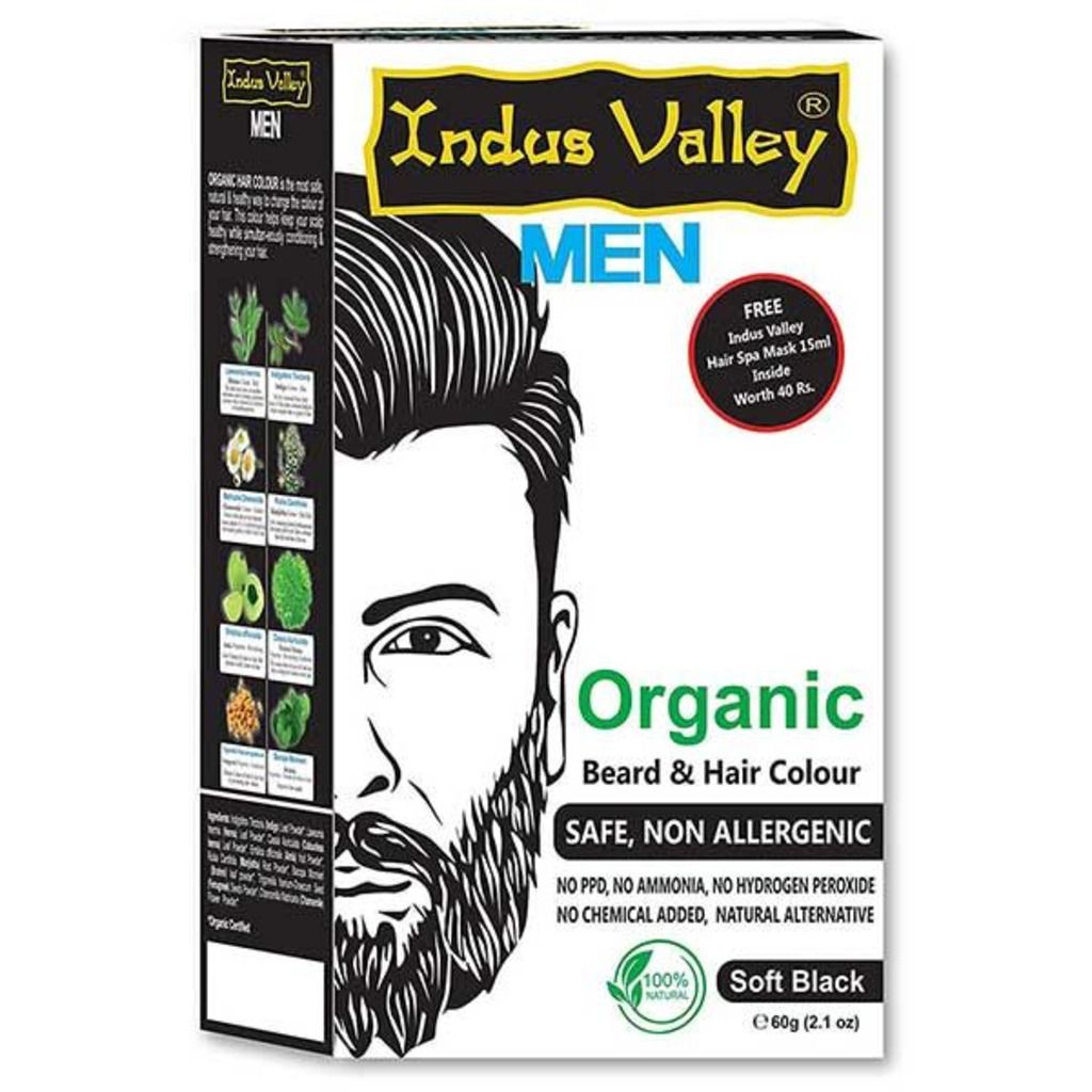 Buy Indus Valley Men Organic Beard & Hair Color Soft Black online Australia  | Free Expedited shipping - Indian Products World AU