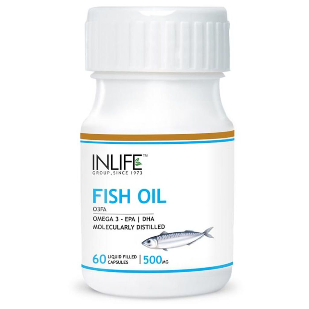 INLIFE Fish Oil Omega 3 Fatty Acids with EPA 180 mg DHA 120 mg Supplement