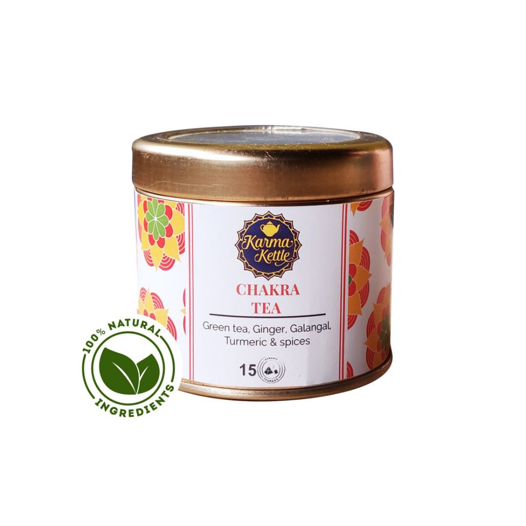 Karma Kettle Chakra 15 Pyramid Tea Bags In Window Tin