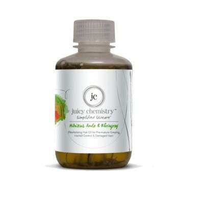 Juicy Chemistry Hibiscus Amla & Bhringraj (Revitalising Hair Oil for Pre - mature Greying Hairfall Control & Damaged Hair)