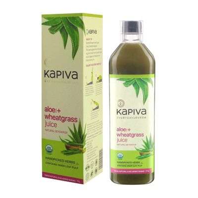Kapiva 100% Organic Aloe Vera (USDA) + Wheatgrass Juice Natural Detoxifier – No Added Sugar