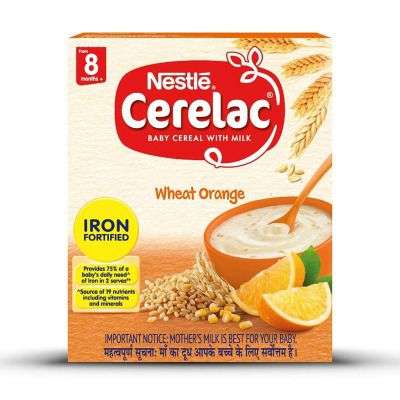 Nestle CERELAC Fortified Baby Cereal with Milk, Wheat Orange - From 8 Months
