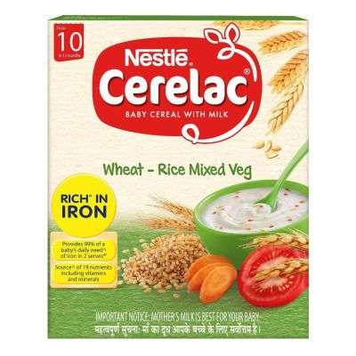 Nestle CERELAC Fortified Baby Cereal with Milk, Wheat - Rice Mixed Veg - From 10 Months