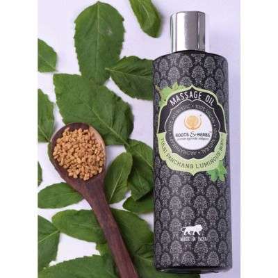 Buy Roots and herbs tulsi panchang luminious body massage oil