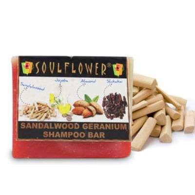 Soulflower Soap Sandalwood Geranium Shampoo Bar