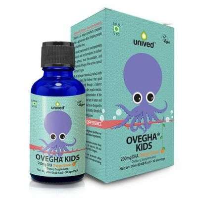 Unived Ovegha Kids Orange Flavour Liquid 200mg DHA Dietary Supplement