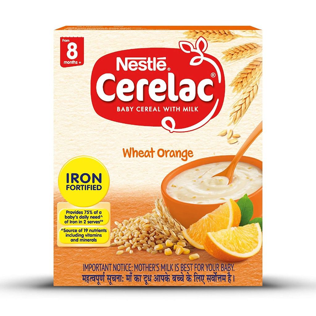 Nestle CERELAC Fortified Baby Cereal with Milk, Wheat Orange - From 8 Months