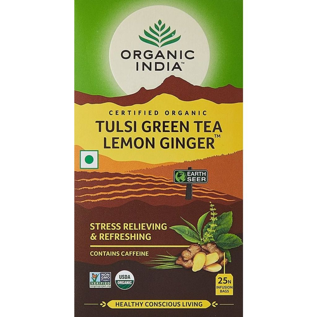 Organic India Tulsi Green Tea Lemon Ginger