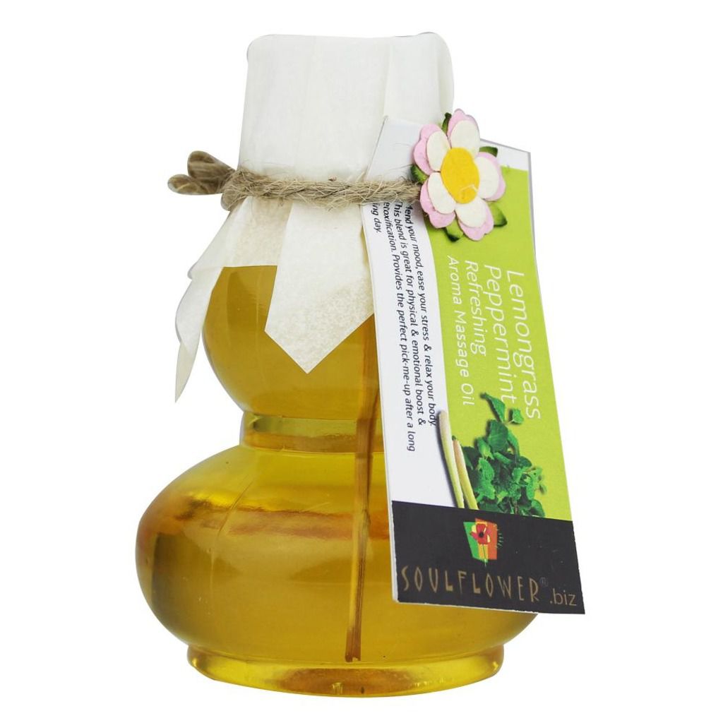 Soulflower Lemongrass Peppermint Refreshing Aroma Massage Oil