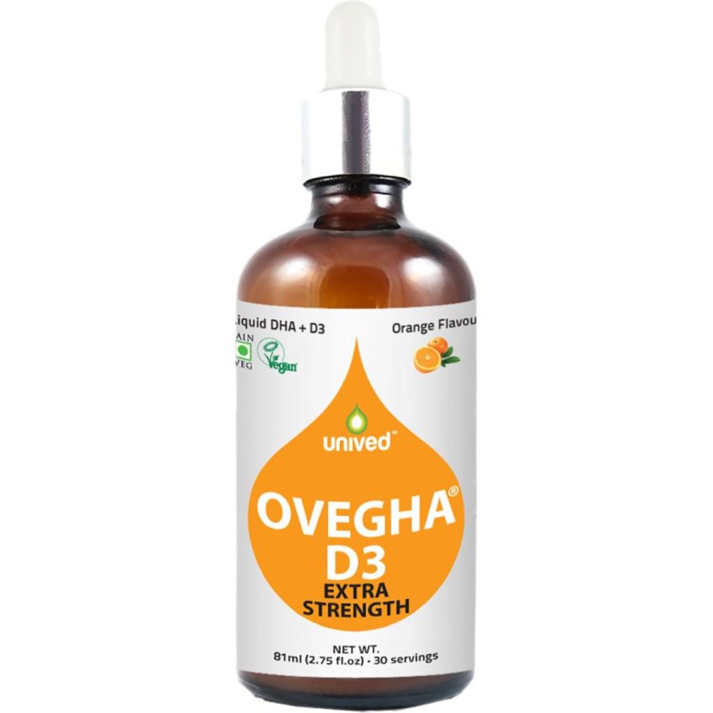 Unived Ovegha Orange Flavour Liquid DHA and D3 Dietary Supplement