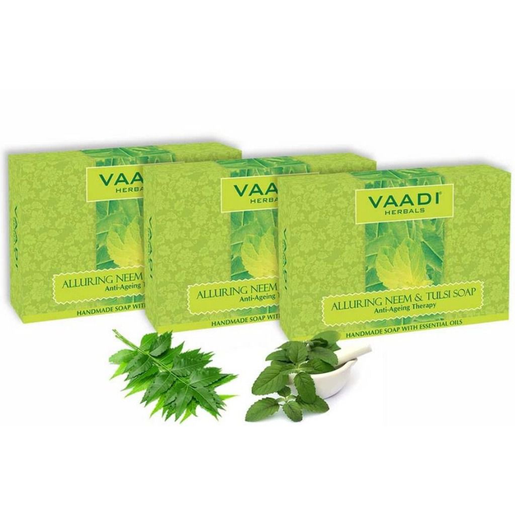 Vaadi Herbals Alluring Neem -Tulsi Soap with Vitamin E and Tea Tree Oil