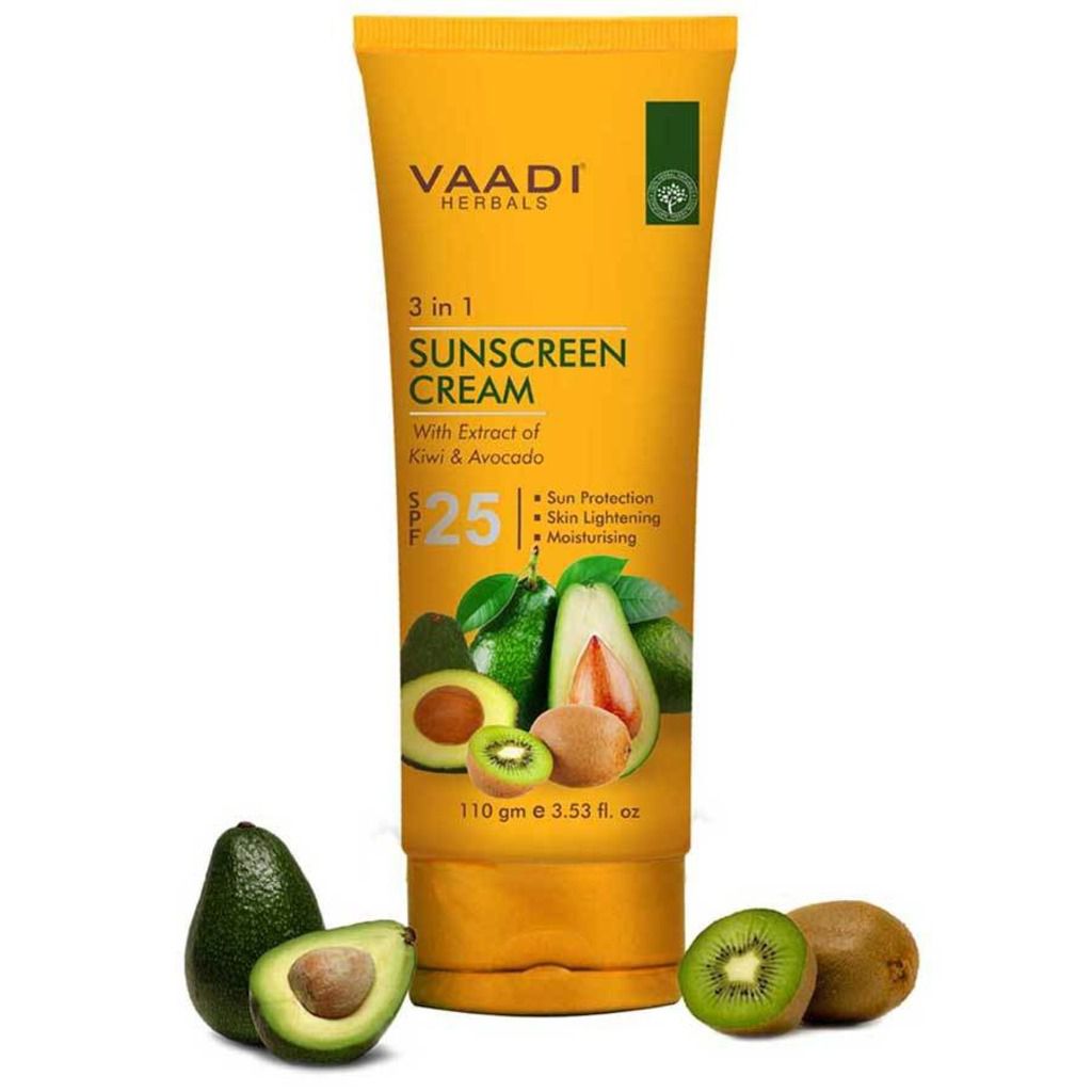 Vaadi Herbals Sunscreen Cream SPF - 25 with Extracts of Kiwi and Avocado