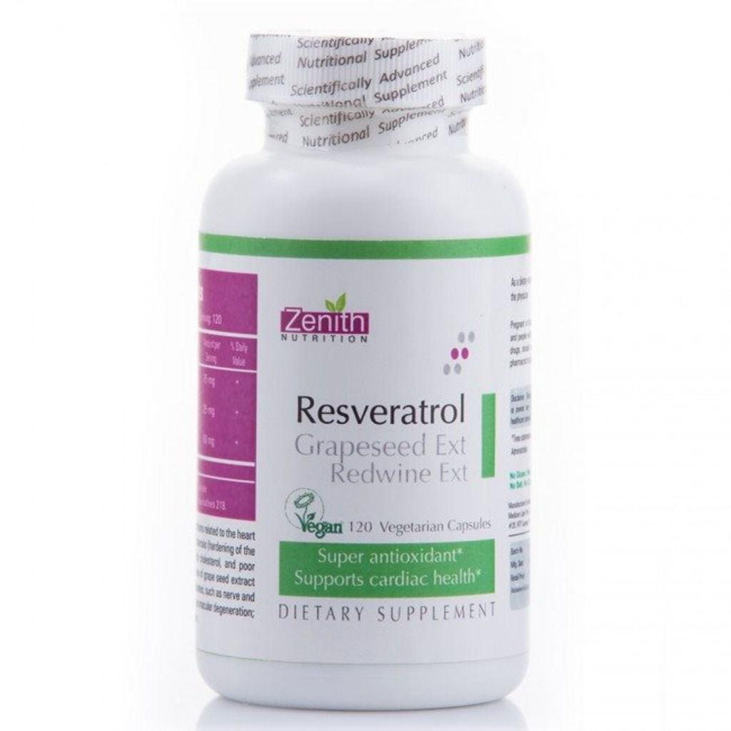 Zenith Nutrition Resveratrol Grapeseed Ext Red Wine Capsules